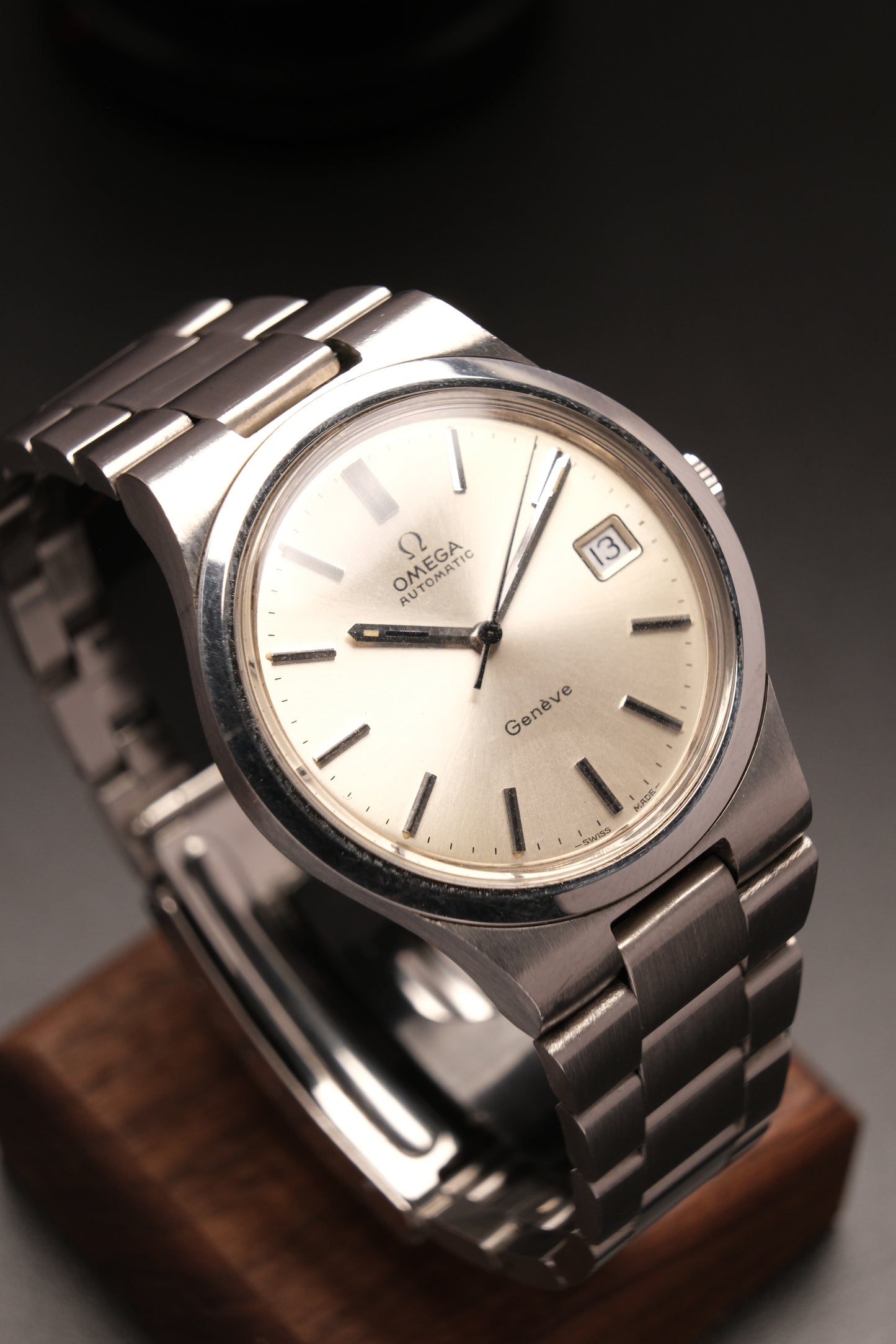 Vintage  OMEGA GENEVE 166.0173 Automatic Cal.1012 Date Silver SS 36mm