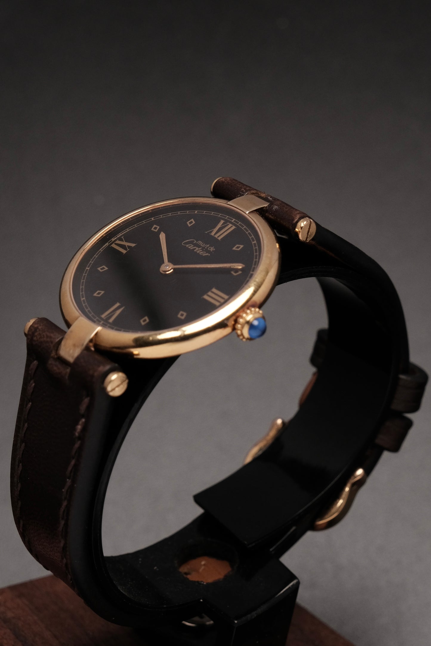 1990 Cartier Must Vandome Gold Plated Leather Quartz Unisex Watch 590003