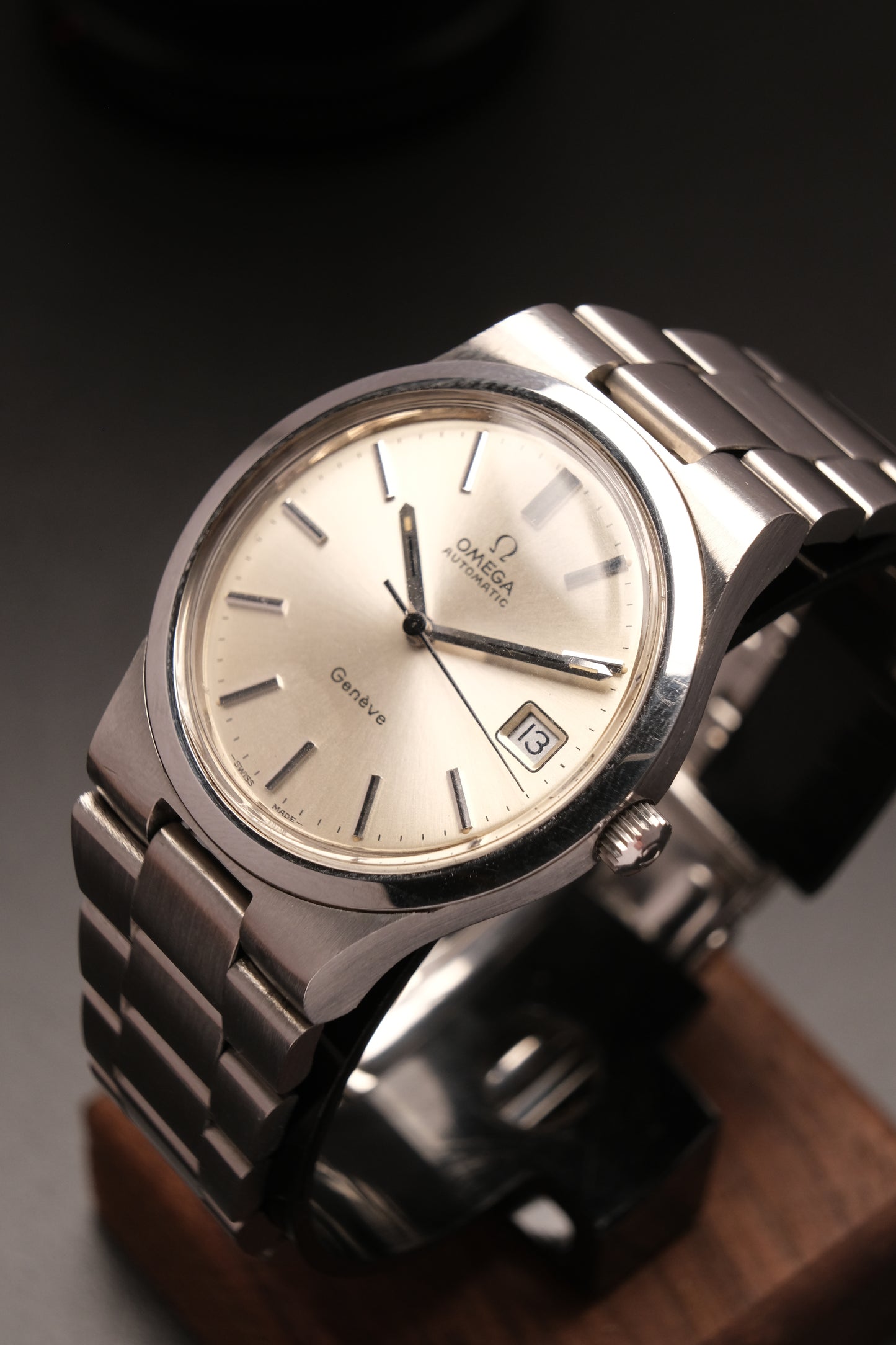 Vintage  OMEGA GENEVE 166.0173 Automatic Cal.1012 Date Silver SS 36mm